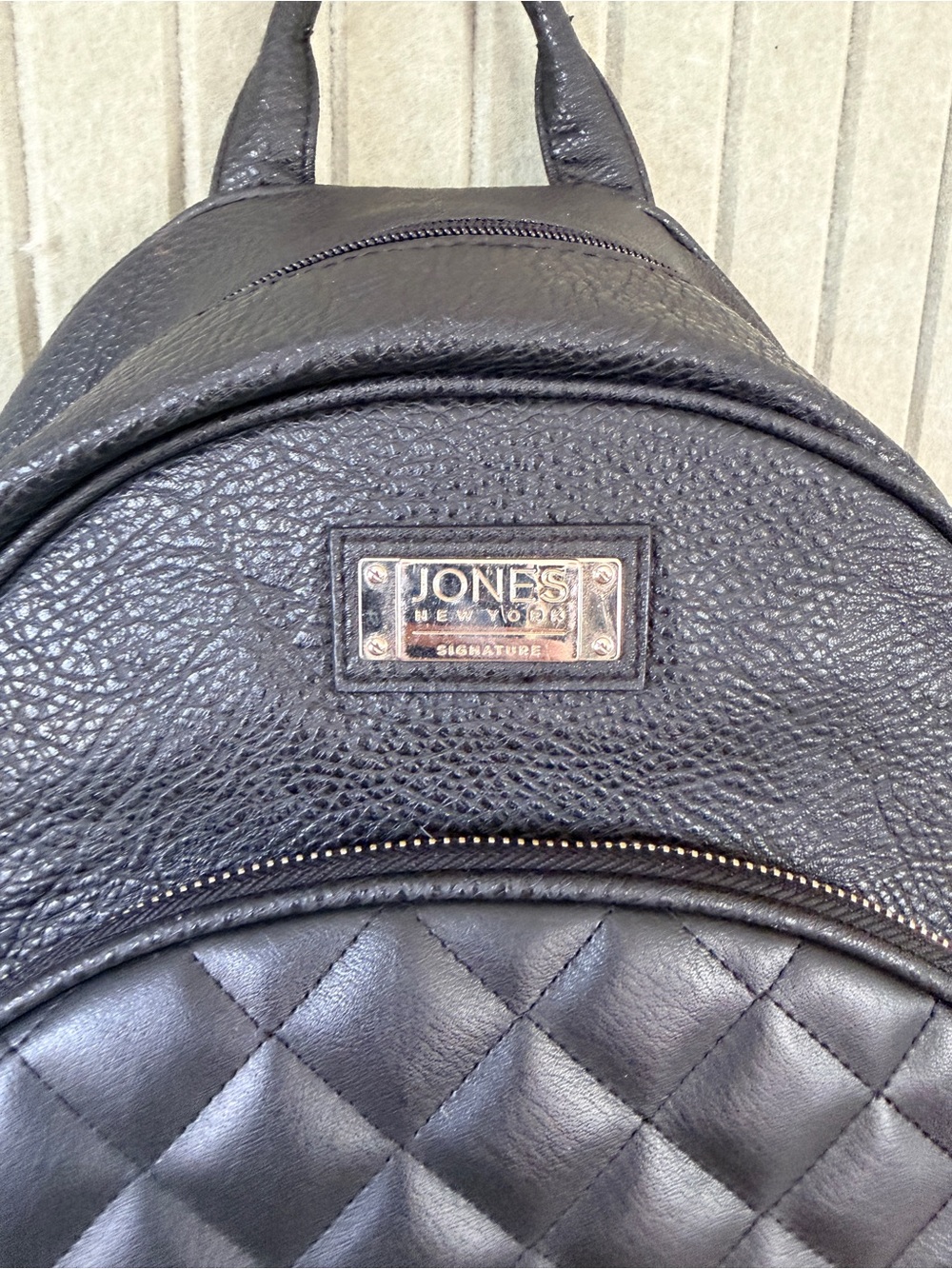 Jones New York Black Quilted Leather Backpack - Picture 3 of 6